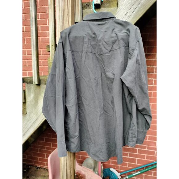 ELY CATTLEMAN XL Western Shirt - Aqua/Turquoise Floral Embroidery - Black Piping - Picture 4 of 6